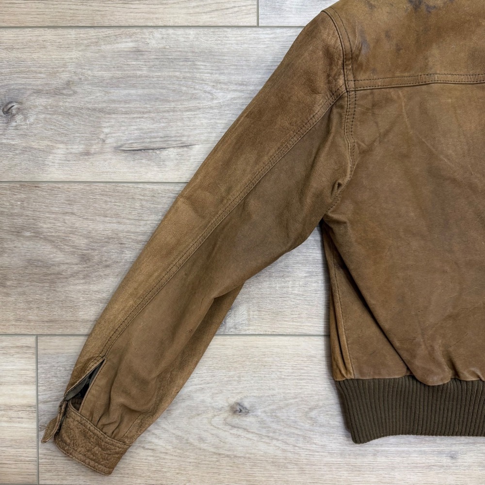 Vintage Fidelity Women's Brown Nubuck Suede Leather Bomber Jacket Distressed Med - Picture 11 of 13